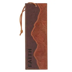 Faith Mountains Two-Tone Brown Faux Leather Bookmark