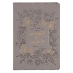 She Is Clothed with Strength and Dignity Faux Leather Journal
