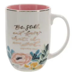 Be Still and Know That I Am God - Ceramic Mug with Pink Interior