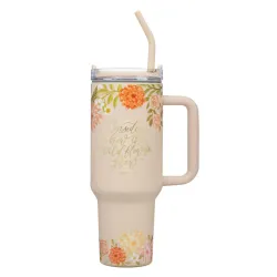 Consider How the Wildflowers Grow - Large Stainless Steel Mug with Handle and Straw