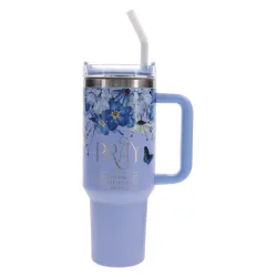 Pray to Him and He Will Hear You - Large Stainless Steel Mug with Handle and Straw