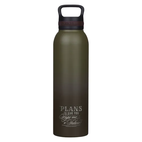 Plans To Give You Hope And A Future Green Stainless Steel Water Bottle - Jeremiah 29:11 Plans To Give You Hope And A Future Green Stainless Steel Water Bottle - Jeremiah 29:11