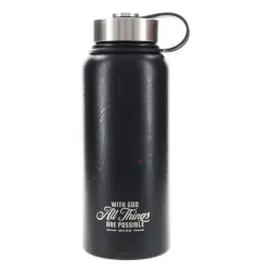 With God All Things Are Possible - Black Stainless Steel Water Bottle
